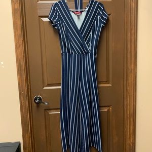 small Navy blue and white ripper with pants